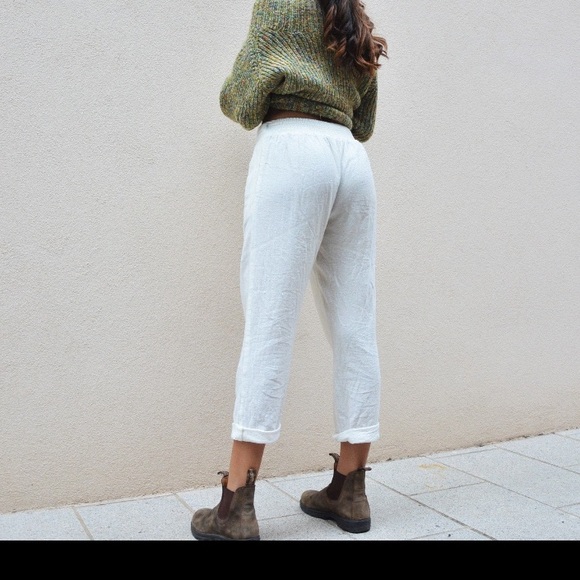 Handwoven cotton trousers off white color. - Picture 2 of 4